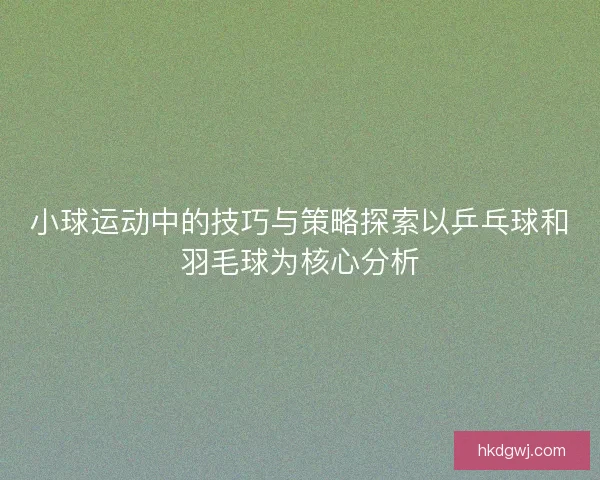 小球运动中的技巧与策略探索以乒乓球和羽毛球为核心分析